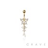 316L SURGICAL STEEL MULTI CZ BUTTERFLY DANGLE BELLY BUTTON NAVEL RING 
